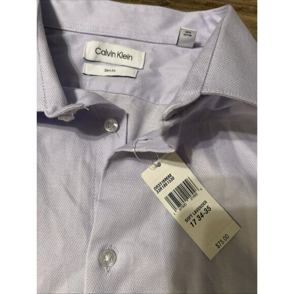 Calvin Klein Men's Size XL 17-34/35 Button Down Dress Shirt Purple NWT Lavender - Picture 2 of 5